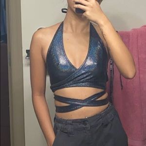 Rave Wonderland Holographic Black Print Rave Wrap